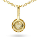 Natural Yelllow Citrine Silver Small Halo Pendant Necklace by Fine Color Jewels