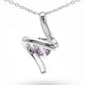 Natural Amethyst Silver Swirl Pendant Necklace by Fine Color Jewels