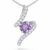 Natural Amethyst Silver Swirl Pendant Necklace