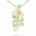 Natural Moonstone Silver Cluster Pendant Necklace by Fine Color Jewels