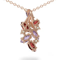 Natural Garnet & Amethyst Silver Cluster Pendant Necklace by Fine Color Jewels