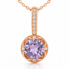Natural Round Amethyst Sterling Silver Pendant Necklace