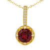 Natural Round Garnet Silver Pendant Necklace