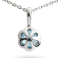 Natural Sky Blue Topaz Silver Floral Pave Necklace by Fine Color Jewels