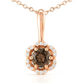 Natural Smoky Quartz Silver Floral Pave Necklace by Fine Color Jewels