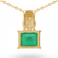 Natural Octagon Green Agate Sterling Silver Pendant Necklace by Fine Color Jewels