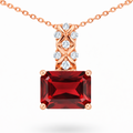 Natural Octagon Garnet Sterling Silver Pendant Necklace by Fine Color Jewels