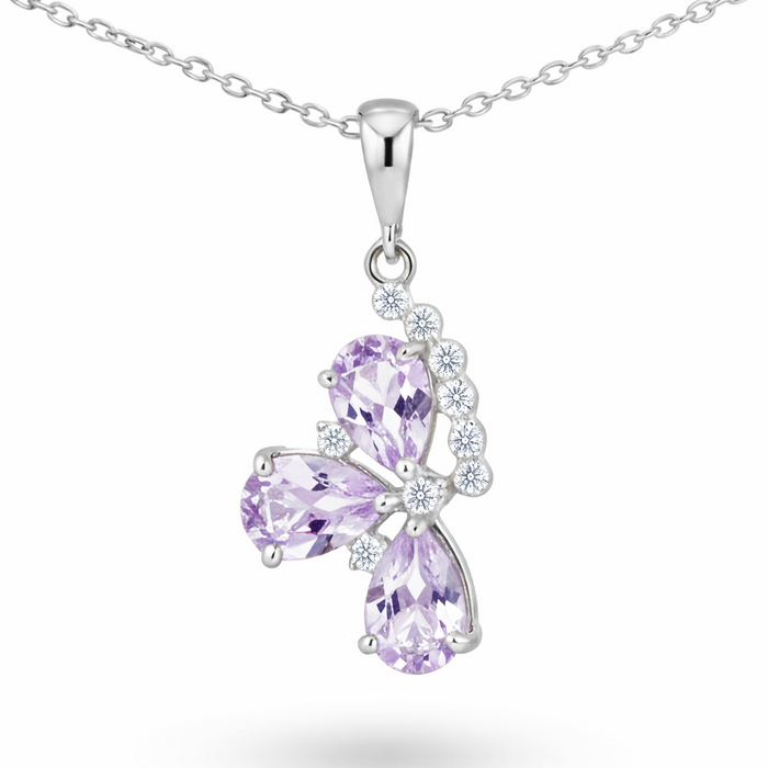 Natural Pear Amethyst Birthstone Pendant Necklaces by Fine Color Jewels