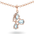 Natural Sky Blue Topaz Silver Floral Necklace by Fine Color Jewels
