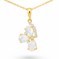 Natural Pear Rainbow Moonstone Silver Pendant Necklace by Fine Color Jewels