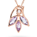 Natural Amethyst Silver Floral Pendant Necklace by Fine Color Jewels