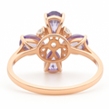 1.28 Ct Pear Purple Amethyst and White Topaz Prong Silver Four Leaf Clover Ring by Fine Color Jewels