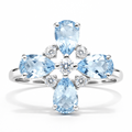 Natural Sky Blue Topaz Silver Leaf Clover Ring by Fine Color Jewels