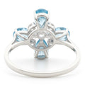 Natural Sky Blue Topaz Silver Leaf Clover Ring by Fine Color Jewels