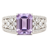 1.66 Ct Octagon Purple Amethyst and White Topaz Prong Silver Statement Ring