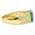 Emerald Cut Natural Green Agate Silver Statement Ring by Fine Color Jewels