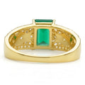 Emerald Cut Natural Green Agate Silver Statement Ring by Fine Color Jewels
