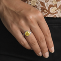 3.16 Ct Round Yellow Citrine and White Topaz Prong Silver Bypass Ring by Fine Color Jewels