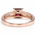 1.84 Ct Square Red Garnet and White Topaz Prong Silver Cocktail Ring by Fine Color Jewels