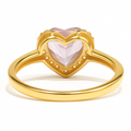 Natural Rose Quartz Gold Plated Silver Halo Heart Ring by Fine Color Jewels