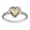 Natural Brown Quartz Sterling Silver Heart Halo Ring by Fine Color Jewels