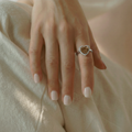 Natural Brown Quartz Sterling Silver Heart Halo Ring by Fine Color Jewels