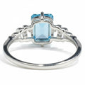 Natural Sky Blue Topaz Octagon Sterling Silver Pave Ring by Fine Color Jewels