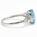 Natural Sky Blue Topaz Octagon Sterling Silver Pave Ring by Fine Color Jewels