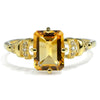 1.92 Ct Octagon Yellow Citrine and White Topaz Prong Silver Statement Ring