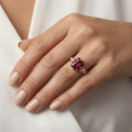 1.39 Ct Octagon Red Garnet Prong Silver Statement Ring by Fine Color Jewels