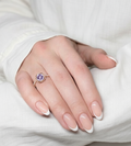 0.92 Ct Round Purple Amethyst and White Topaz Prong Silver Pave Cocktail Ring by Fine Color Jewels