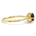 0.72 Ct Round Red Garnet and White Topaz Prong Silver Pave Ring by Fine Color Jewels