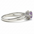 0.50 Ct Round Purple Amethyst and White Topaz Prong Silver Pave Bypass Ring by Fine Color Jewels