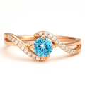 Natural Sky Blue Topaz Stone Bypass Ring Silver by Fine Color Jewels