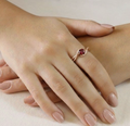 0.72 Round Red Garnet and White Topaz Prong Silver Bypass Ring by Fine Color Jewels