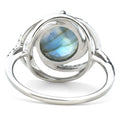 Natural Labradorite 925 Sterling Silver Statement Ring by Fine Color Jewels