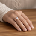Natural White Moonstone Sterling Silver Ring by Fine Color Jewels