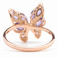0.14 Ct Marquise Purple Amethyst and White Topaz Prong Silver Butterfly Ring by Fine Color Jewels