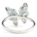 Natural Sky Blue Topaz Butterfly Ring Silver by Fine Color Jewels