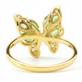 0.78 Ct Marquise Green Peridot and White Topaz Prong Silver Butterfly Ring by Fine Color Jewels