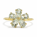 1.40 Ct Pear Green Amethyst Prong Silver Flower Ring by Fine Color Jewels