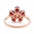 2.15 Ct Pear Red Garnet Prong Silver Flower Ring by Fine Color Jewels