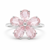 Natural Rose Quartz Sterling Silver Flower Ring