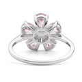 Natural Rose Quartz Sterling Silver Flower Ring by Fine Color Jewels