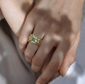 2.4 Ct Octagon Green Amethyst Prong Silver Filigree Band Ring by Fine Color Jewels