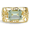 2.4 Ct Octagon Green Amethyst Prong Silver Filigree Band Ring