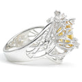 3.64 Ct Round Yellow Citrine and White Topaz Prong Silver Flower Ring by Fine Color Jewels