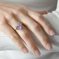 2.10 Ct Marquise Purple Amethyst and White Topaz Prong Silver Floral Ring by Fine Color Jewels