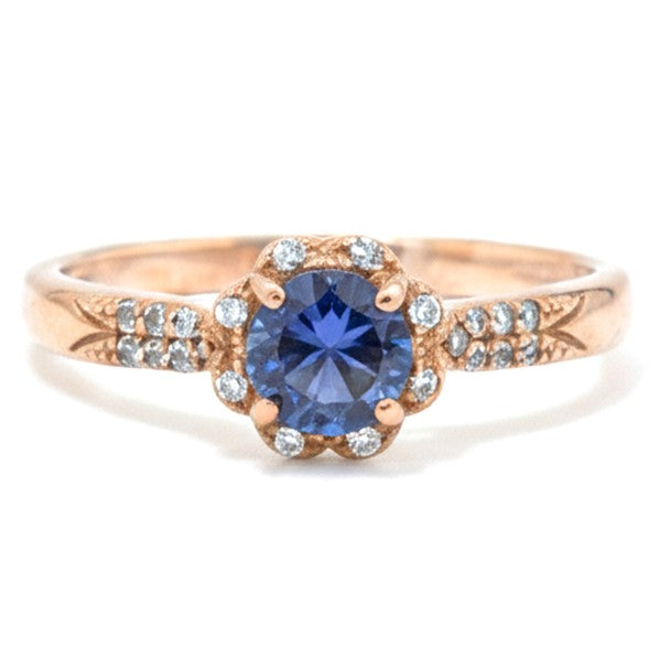 Natural Round Iolite Sterling Silver Ring by Fine Color Jewels