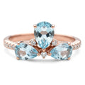 Natural Sky Blue Topaz 3 Stone Silver Ring by Fine Color Jewels